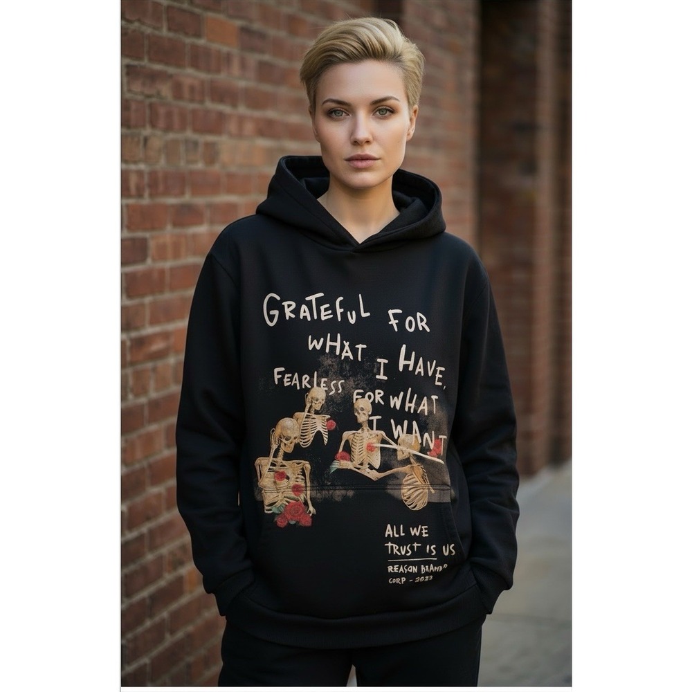 Black Grateful For What I Have Fearless For What I Want Hoodie Size XXL Reason